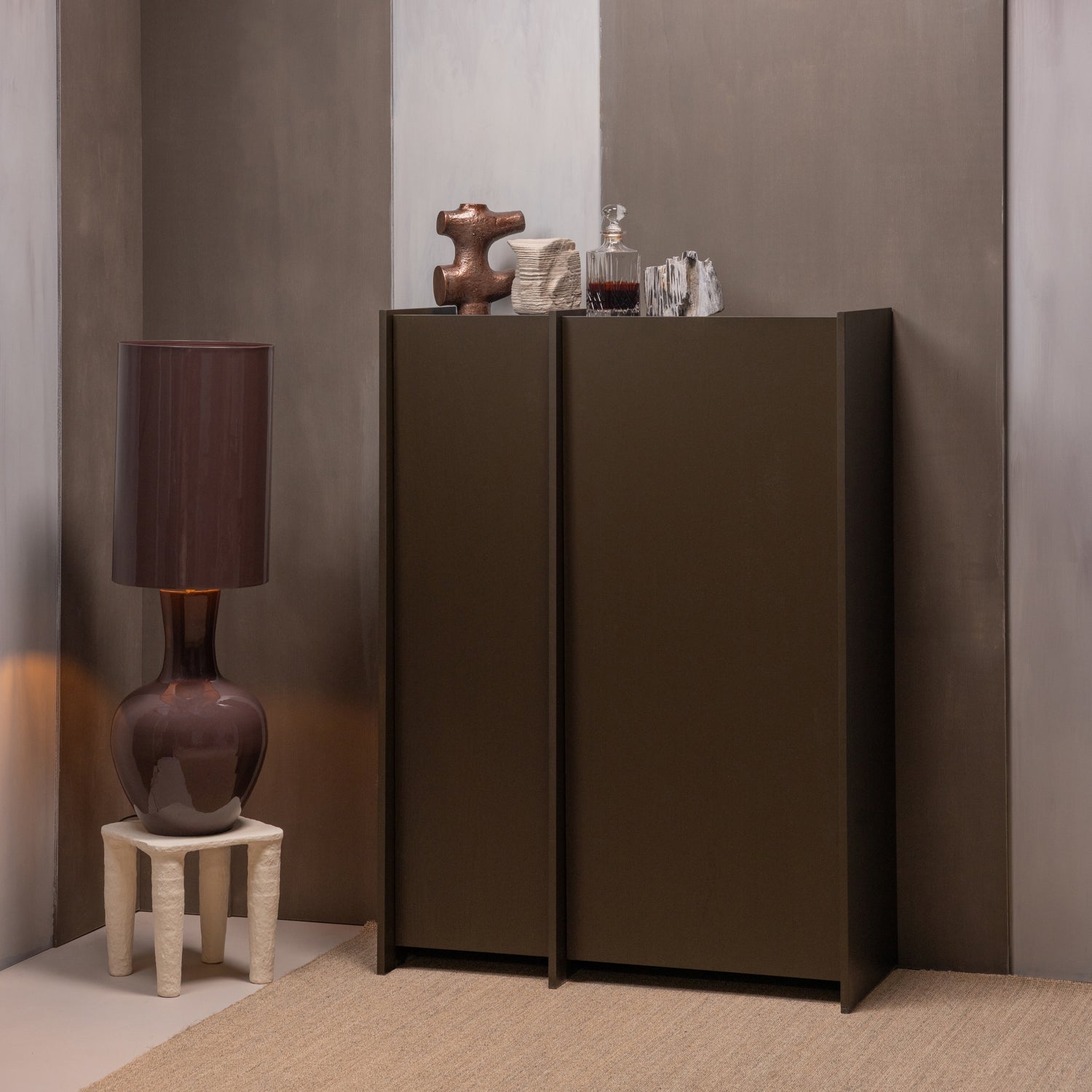 BROCK 2-DEURS KAST ESSEN FINEER MIDDENBRUIN [fsc]