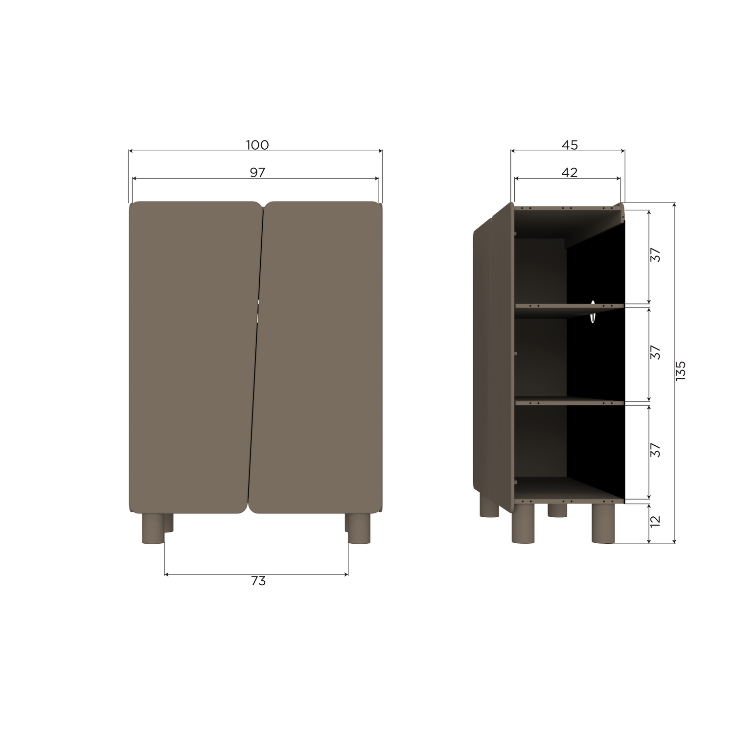 ROOT 2-DEURS KAST GRENEN TRUFFEL BRUIN [fsc]