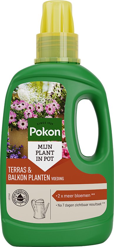 Pokon plantenvoeding voor terras & balkon, groene fles met gele dop, 500 ml