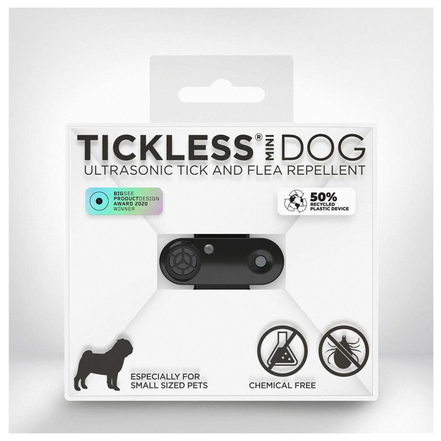 Tickless Mini Dog anti-teek apparaat in zwarte verpakking