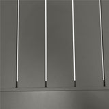 Antraciet tafelblad met verticale lattenstructuur en metalen rand