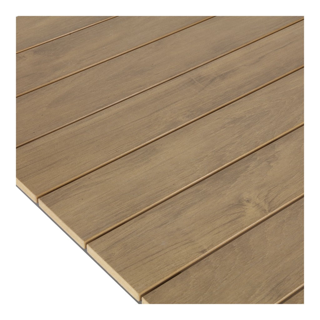Vierkante houten tafelblad met groeven, licht houtkleurig