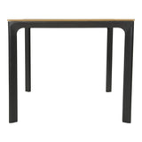 Eettafel met houtlook blad en zwarte ronde poten