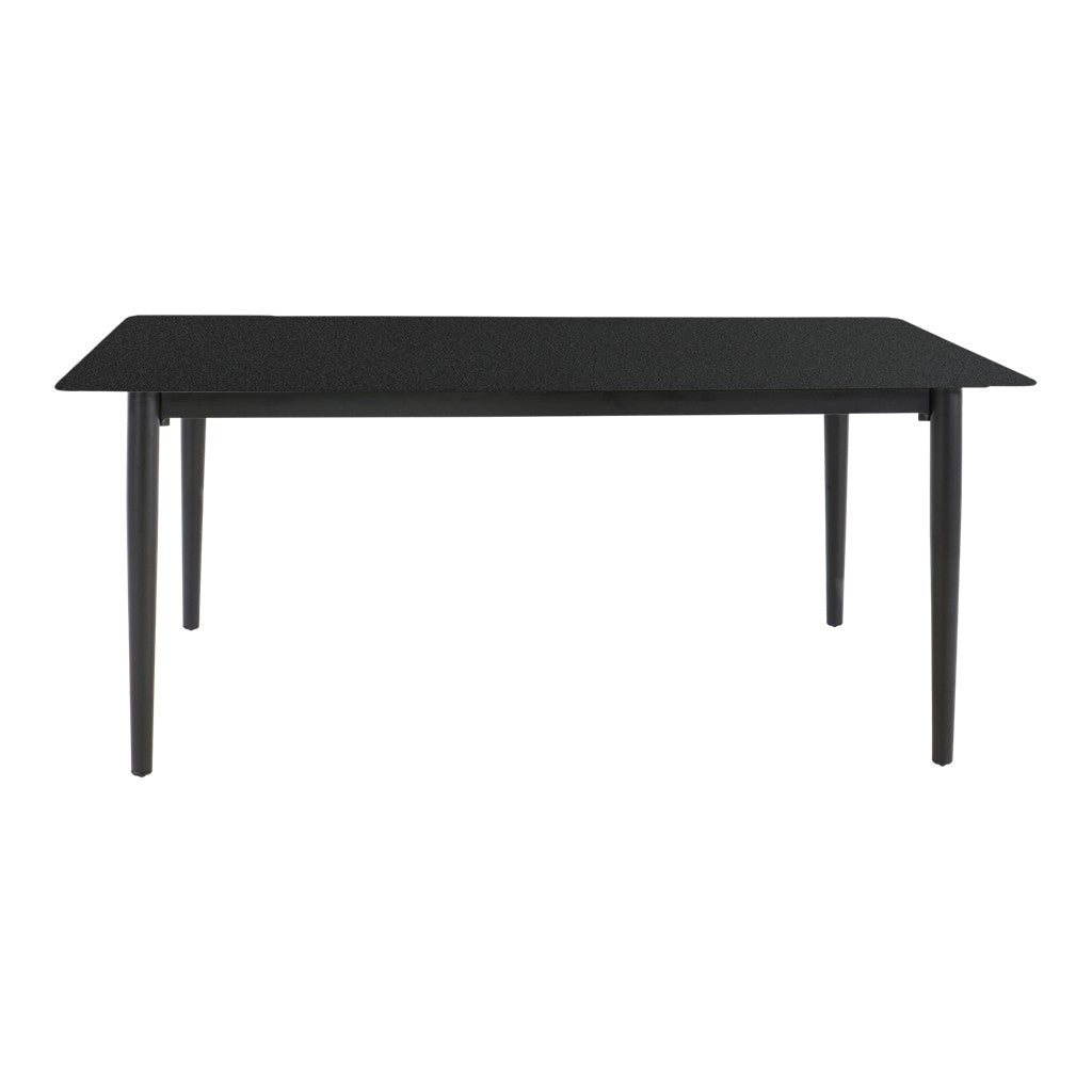 Rechthoekige tafel met zwart blad en vierkante poten