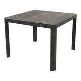 Zwarte vierkante tafel 100x100 cm met donker blad en rechte poten