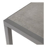 Tafel met grijs blad en donkergrijze poten, hoekdetail