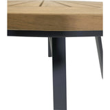 Houten tafelblad met nerf en antraciet metalen poot