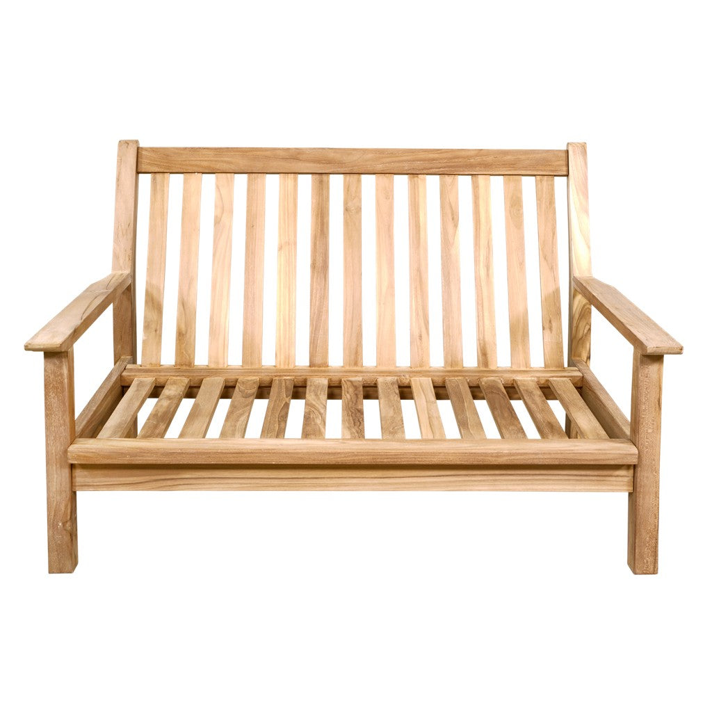 Loungebank teak 124 cm, incl. kussen