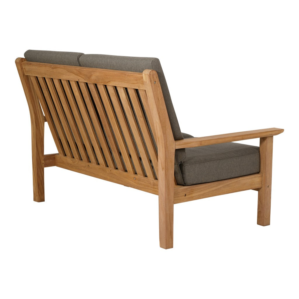 Loungebank teak 124 cm, incl. kussen