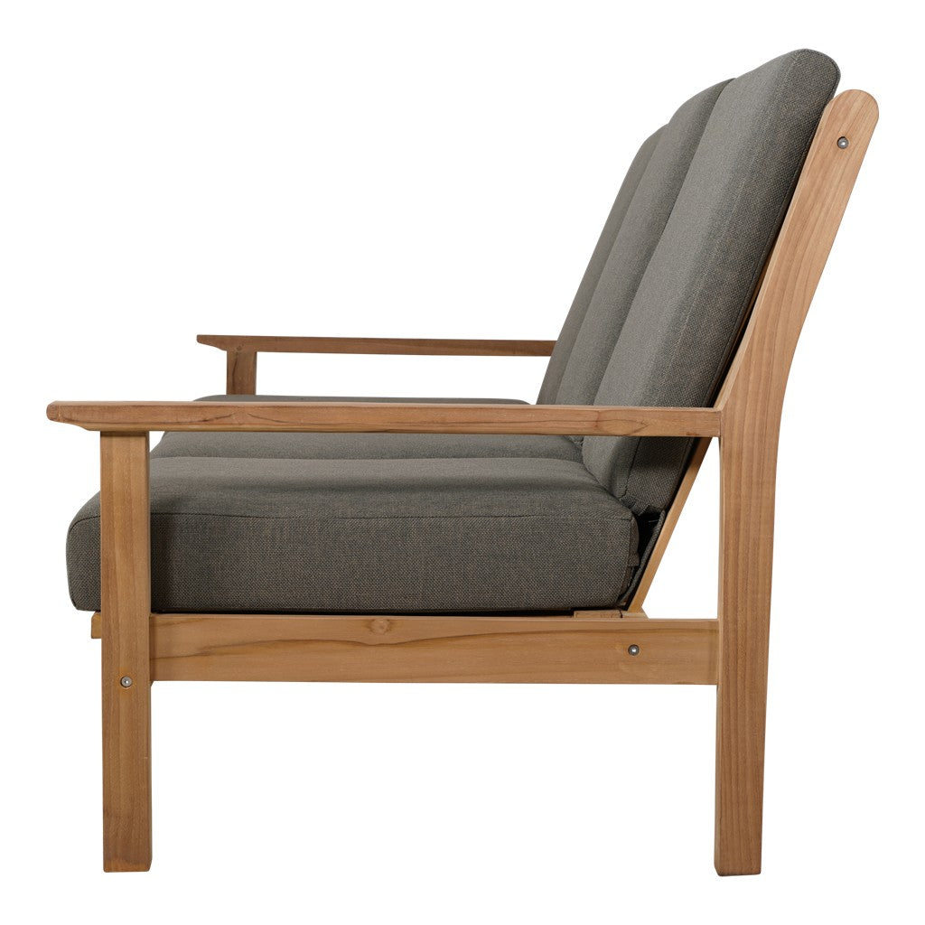 Loungebank teak 124 cm, incl. kussen