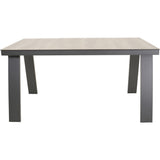 Eettafel met licht houten blad en donkergrijs frame met vier rechte poten