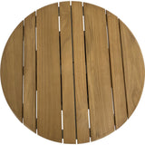 Rond houten tafelblad met verticale lamellen