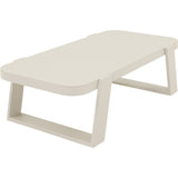 Loungevoetbank met afgeronde zitting en lichtbeige metalen onderstel
