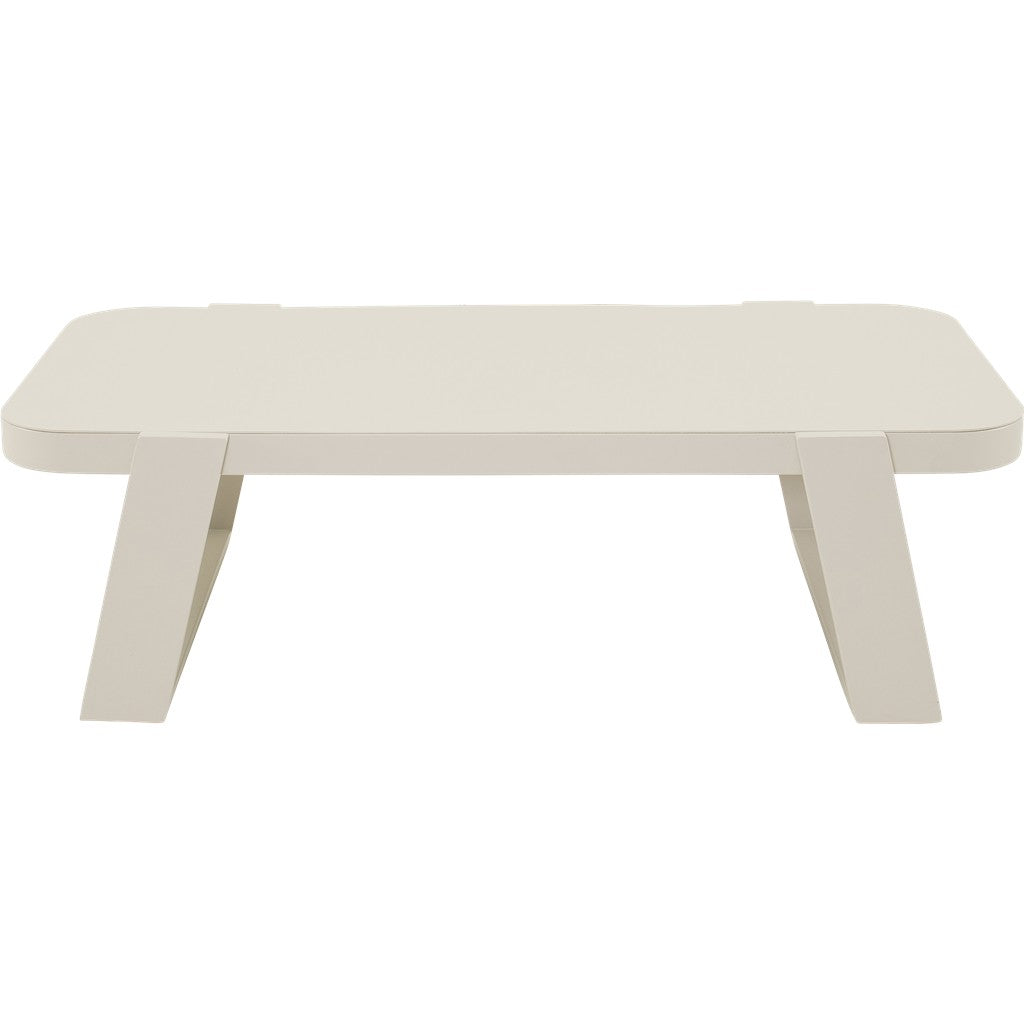 Rechthoekige koffietafel met lichtbeige blad en witte poten