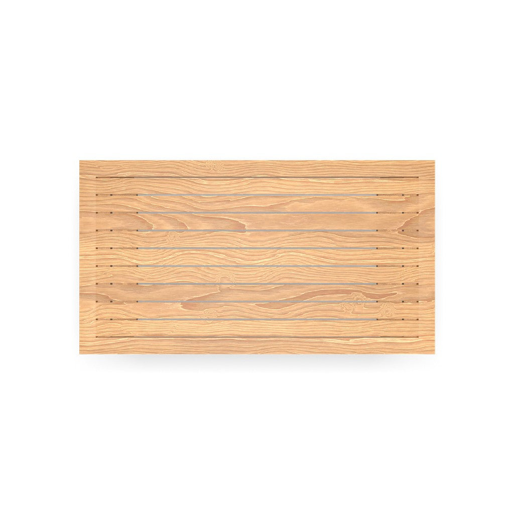 Houten lattenpaneel in naturel hout voor een loungeset, rechthoekig met zichtbare nerf