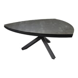 Keramische tuintafel Lesli Living met afgerond driehoekig blad en zwarte pootjes