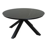 Ronde Portoro-tuintafel met grijs blad en zwarte driepoot, Ø158 cm