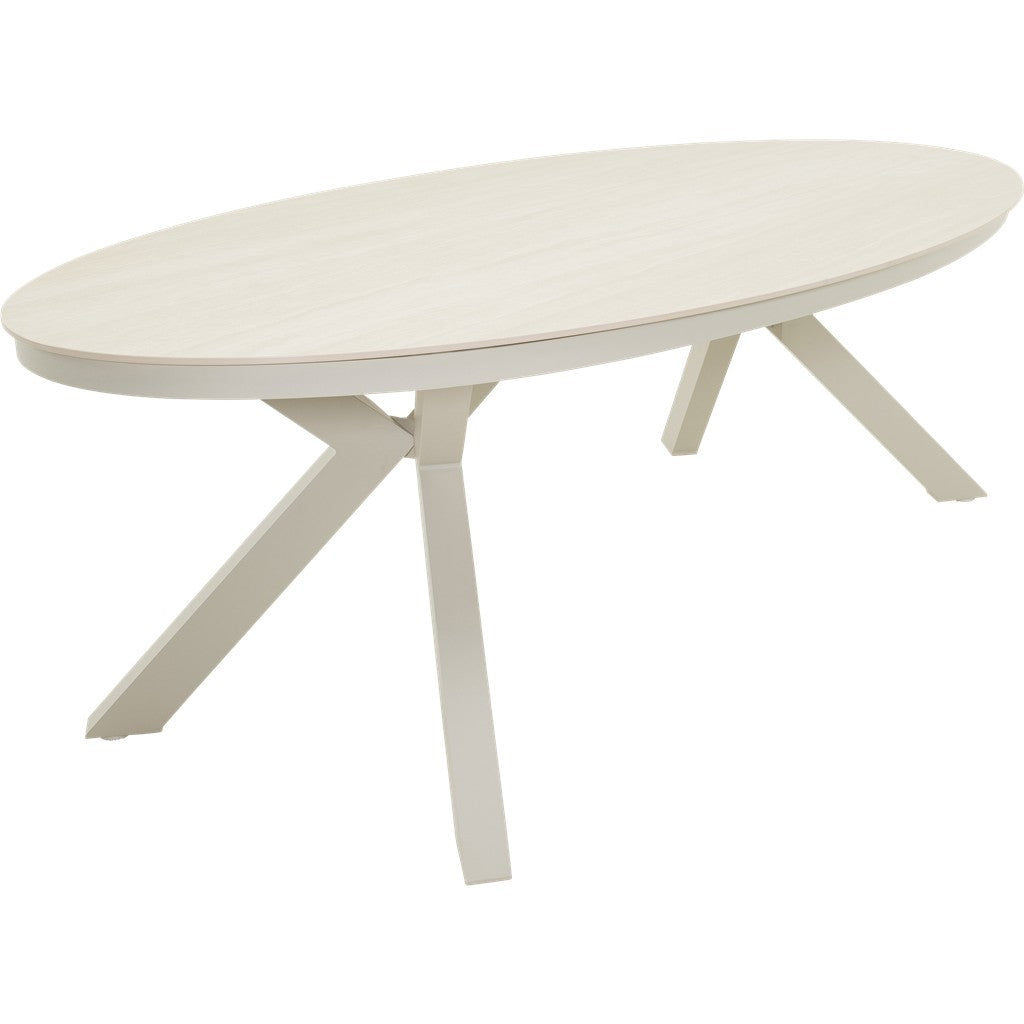 Lesli Living ovale crème tafel met 4 taps toelopende poten.