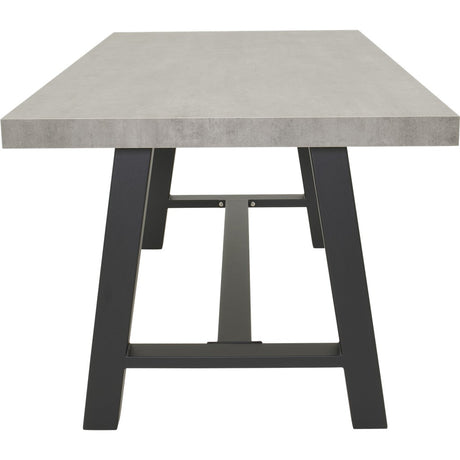 Tafel met lichtgrijs blad en donkergrijs A-frame onderstel