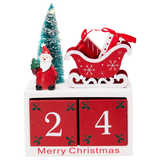 Adventkalender met LED-verlichting: blokken 2 en 4, kerstman in slee met kerstboom