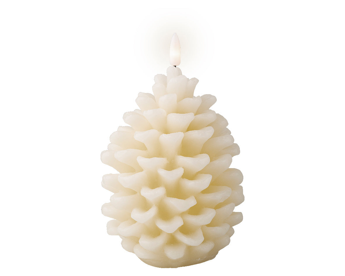Witte wax-LED kaars met vlam in dikke vorm