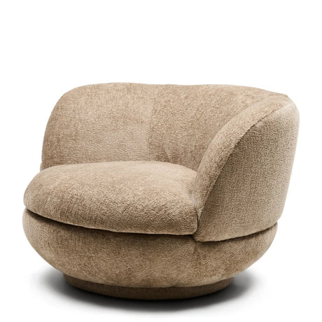 Rivièra Maison draaifauteuil Credo van beige gemêleerde geweven stof, schuin van voren