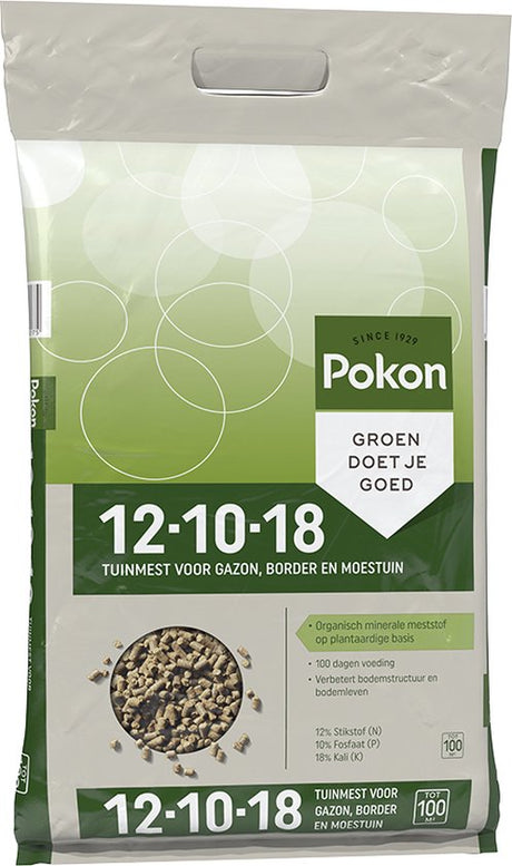 Tuinmestzak Pokon 12-10-18 met Groen doet goed en foto van korrels