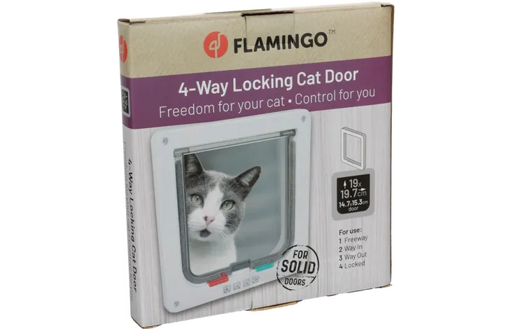 Verpakte Flamingo 4-standen kattenluik met vergrendelingssysteem
