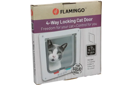 Verpakte Flamingo 4-standen kattenluik met vergrendelingssysteem