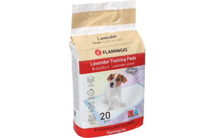 Flamingo - Puppy Trainingsmat Lavendel - Wit - S - 45 x 35 x 0.2 cm - 20 stuks