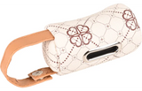 Flamingo poepzakhouder Vito beige met metalen opening en schouderriem