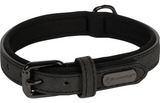Neopreen halsband Delu zwart met metalen gesp en ring, verstelband