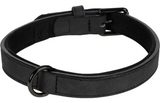 Flamingo halsband van zwart neopreen met dubbele metalen ringen en gesp