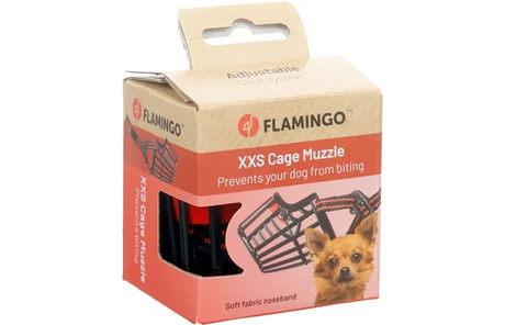 Muilkorfverpakking XXS Cage, Flamingo, zachte stofafwerking tegen bijten