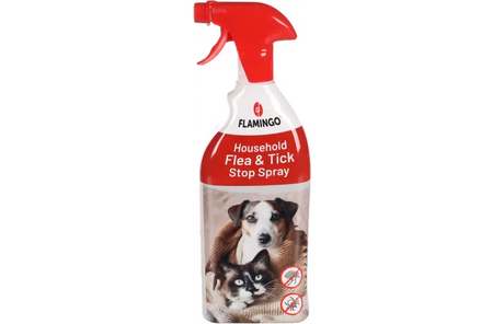 Flamingo anti-parasietenspray met rode sproeikop, vlooien- en tekenstop, 800 ml