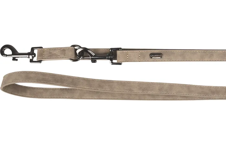 Flamingo taupe trainingslijn met metalen gesp en lus, lengte 205 cm
