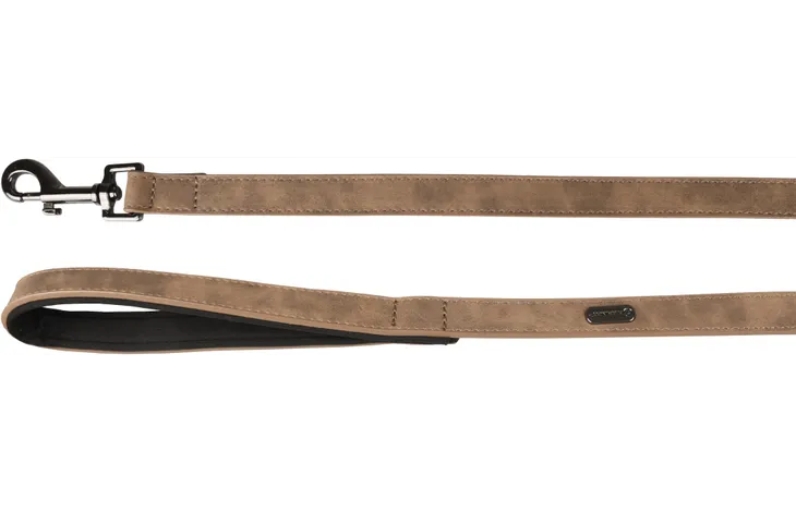 Bruine looplijn van neopreen met metalen karabiner en ringen