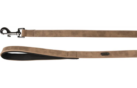 Bruine looplijn van neopreen met metalen karabiner en ringen