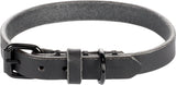 Zwarte leren halsband met metalen gesp en verstelband met gaten