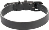 Zwarte Flamingo halsband Leano met metalen gesp en verstelriem met gaten