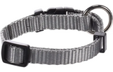 Halsband Ziggi grijs geweven band met metalen ring en verstelbare sluiting