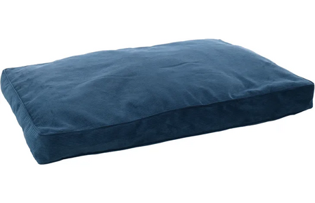Donkerblauw rechthoekig kussen (100x70 cm) met effen stof en subtiele stiksels