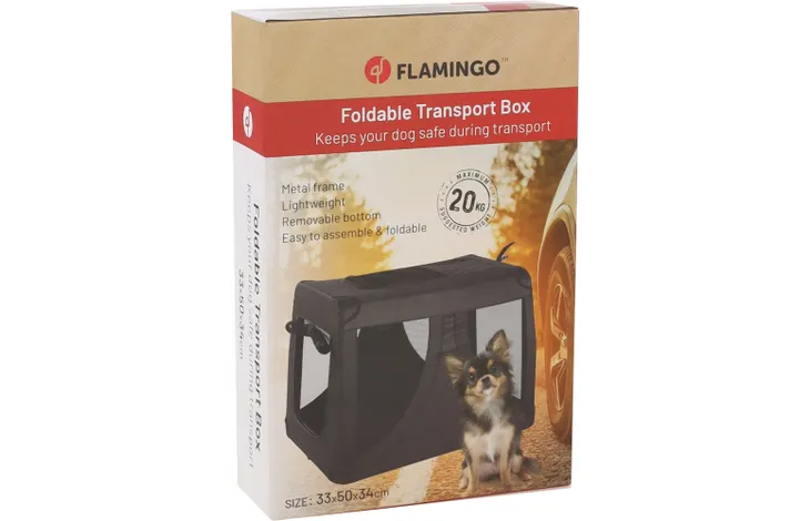 Verpakking van Flamingo opvouwbare transportkooi, zwart