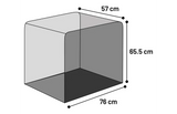 Fietskar met maatvoering van bak: 76 x 57 x 65,5 cm (lengte/breedte/hoogte).