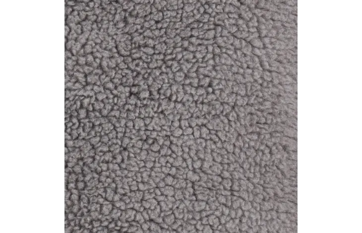 Grijze teddy-achtige voering met krulstructuur, close-up