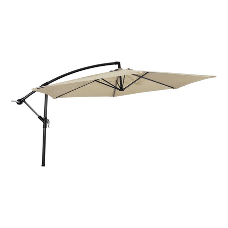 Zweefparasol met ecru doek en zwart frame, Ø3 m
