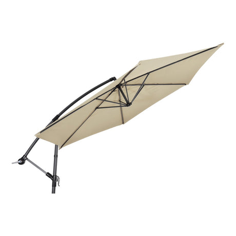 Zweefparasol met ecru doek en zwarte constructie