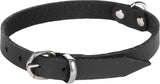 Zwarte leren halsband met metalen D-ring en snelsluiting