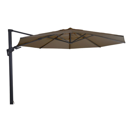 Zweefparasol in taupe met ronde doek en zweefarm, Ø3,5 m