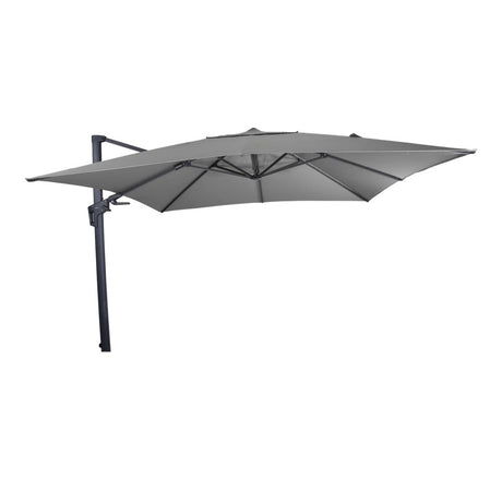 Grijze zweefparasol met 3x3 m doek en metalen paal